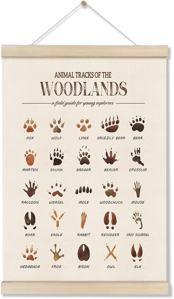 DOI-LANEE Woodland Tracks Poster Hanger Frame, Canvas Artwork Woodland Nursery, Jungle Nursery