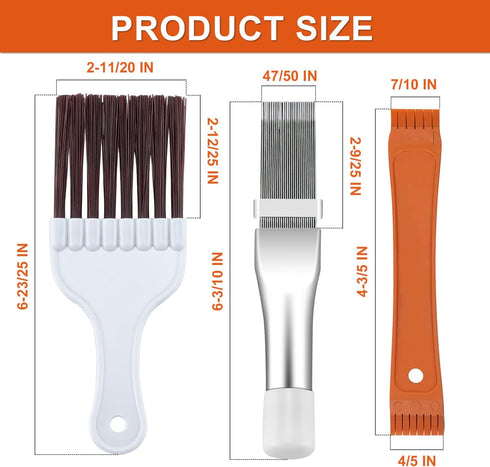 Cenipar 4PCS Air Conditioner Condenser Fin Comb Set Include FCR6 Fin Comb,Metal Radiator Fin Comb and 2 Pack Condenser Fin Comb Brush HVAC Fin Comb for Air Conditioner