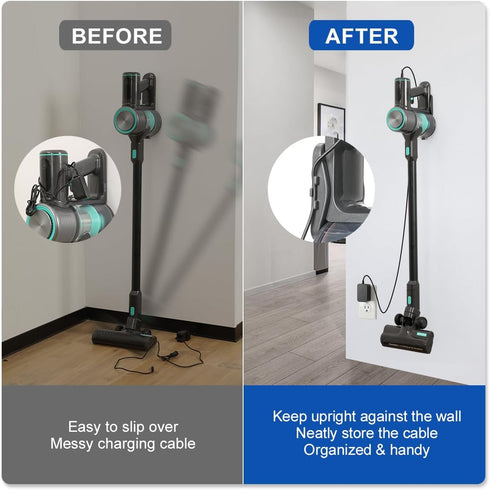 LANMU Wall Mount Holder for Wyze Cordless Vacuum, Hanger Hook with Charging Cable Management Clip