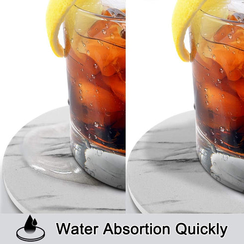 EAGMAK Set of 8 Absorbent Marble Style Ceramic Coasters for Drinks with Holder, Grey, Home Decor