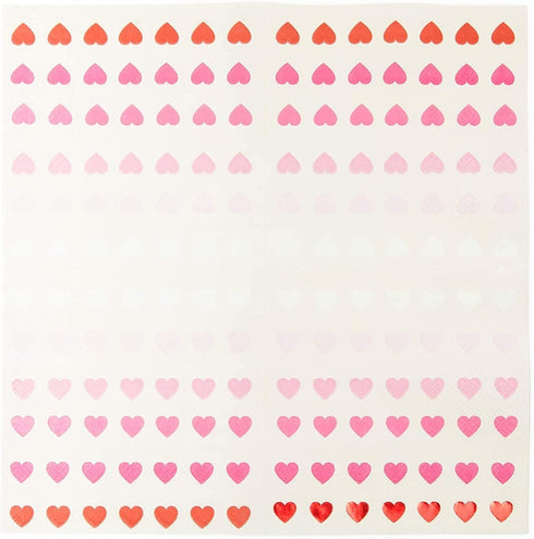Sparkle and Bash 100-Pack Valentine’s Day Napkins - 5 x 5-Inch Folded Pink Paper - 3-Ply Soft Absorbent