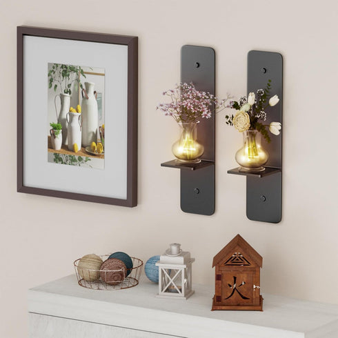 GWEUZMALL Set Wall Candle sconces of Two,GWEUZMAL Metal Candle Sconces, Black Wall Candle Holder for Living Room