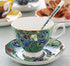 YBK Tech Bone China Cup and Saucer Set - 7oz Tea Cup Inspired by Van Gogh's Paintings (Iris Flower Design)