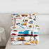 Set Bulldozer Set 3Pcs Tractor Comforter, Excavator Machinery Trucks Bedding Full Size, Construction Vehicle Down