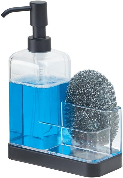 6" 3.5" 8.25", iDesign Forma BPA-Free Plastic Soap and Sponge Sink Organizer Caddy - x x Clear/Matte Black