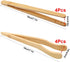 Hysagtek Bamboo Toast Tongs, Wooden Bread & Pickle Serving Tongs, 8 Pack, 7.08 Inches