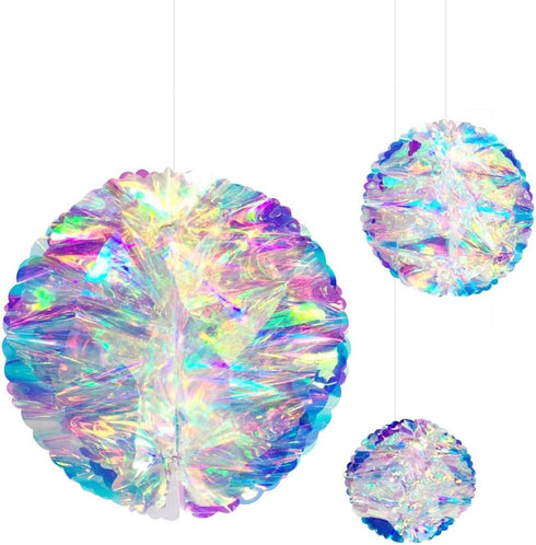 Hanging Decorations Iridescent Honeycomb Ball Foil Ceiling Hanging Flowers for Bridal Shower Wedding Birthday Party