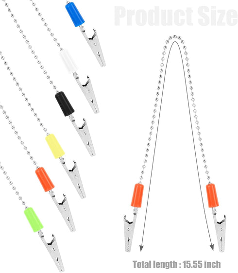 6 Pack (6 AUEAR, Napkin Clips Metal Dental Bib Chain Holder Fixing Lanyard Flexible for Adult Colors)