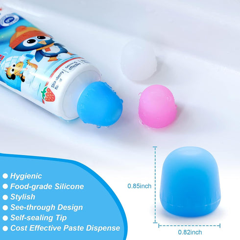 6 Pack Silicone Toothpaste Caps, Tnvee Reusable Dispenser with Organizer Box for Kids and Adults