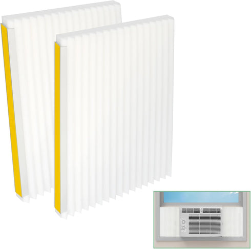 Window Air Conditioner Foam Insulating Panels, Indoor Cover for Summer & Winter, Block Draft, 2 Pack (White, 17"H x