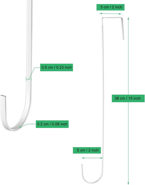 Hotop 15 Inch Wreath Hangers for Front Door - Steel Over The Door Hooks for Christmas and Halloween Decoration (White,