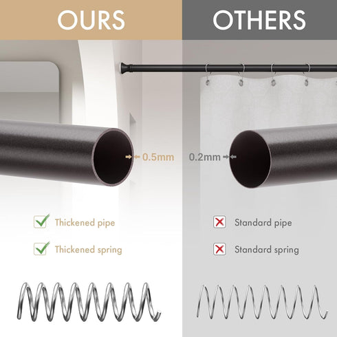 Amazer Spring Tension Shower Curtain Rod, 26-42 Inches Rust-Resistance Adjustable Bathroom Rod, No Drill, Bronze