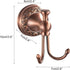 Red Copper Bath Towel Hooks, Wall Mounted Bathroom Hardware Accessories with Pattern Carving Design