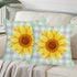 2 Pack Waterproof Sunflower Pillow Covers, 16x16 Inch Green Buffalo Plaid Yellow Floral Throw Cases for Outdoor Decor