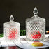 Home Basic Food Storage Organization Set - Crystal Diamond Faceted Jar with Lid, Suitable as Candy Dish (Transparent,