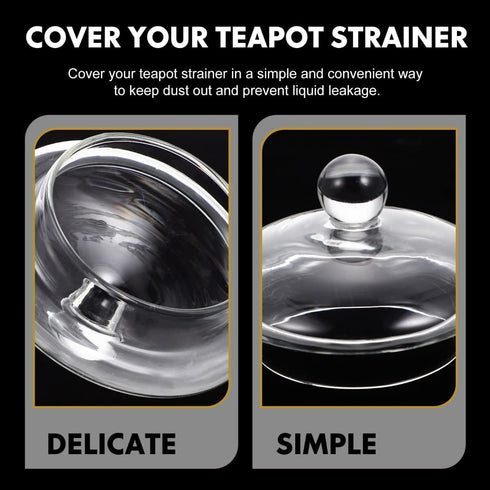 2-Pack Glass Teapot Replacement Lid, Clear Teapot Accessories with Strainer Cover for Home Kitchen Teapots