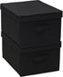 Household Essentials Large Fabric Storage Box with Lid, Black, Set of 2.