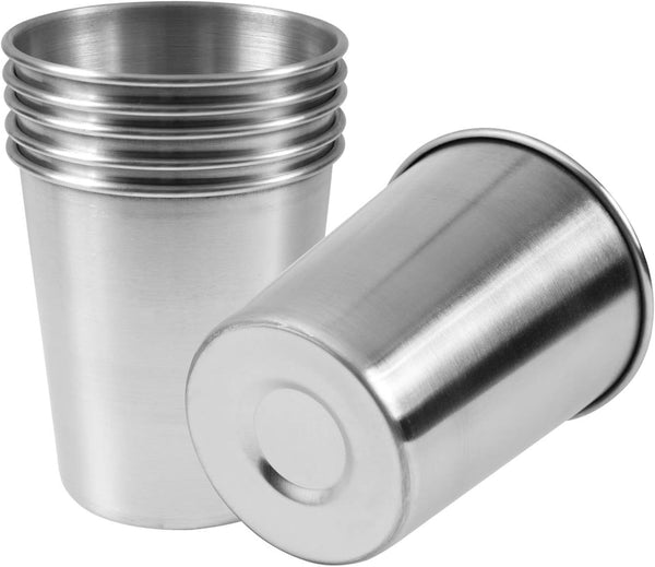 EVERMARKET 6 Pack 8 Ounce 230ml Stainless Steel Shatterproof Pint Drinking Cups for Kids and Adults