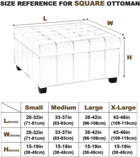 Levoberg Waterproof Square Ottoman Cover Large Square Folding Storage Ottoman Bench Slipcovers Footrest Stool Covers
