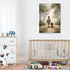 SKYSUKEY 16"x24" Boy and Dog Friend German Shepherd Dog Adventure Nursery Wall Decor, Outdoor Forest Nursery Wall Art