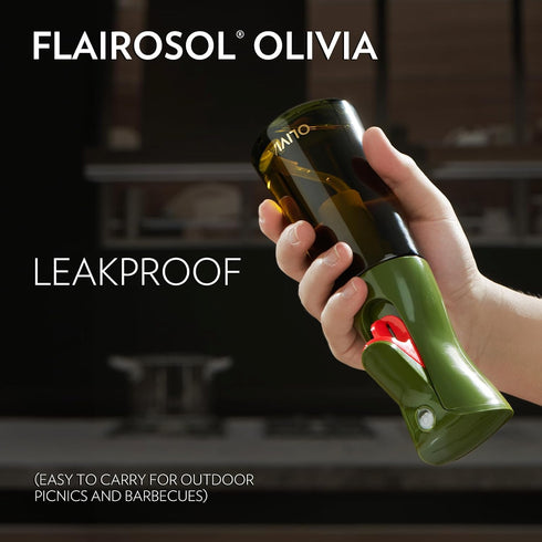 FLAIROSOL OLIVIA 200ml Glass Oil Sprayer for Cooking, Continuous Spray Bottle with Portion Control for Kitchen