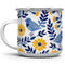Camping Coffee Mug Floral Bird Enamel, Nature Flowers Botanical Gift Cup for Women, Mom, Friend (12oz)
