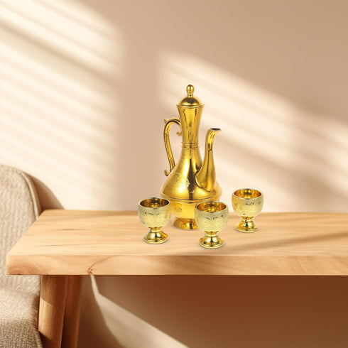 PRETYZOOM Turkish Coffee Tea Pot Set: Gold Water Kettle Teapot with Narrow Spout for Tea Party and Buddhist Offering