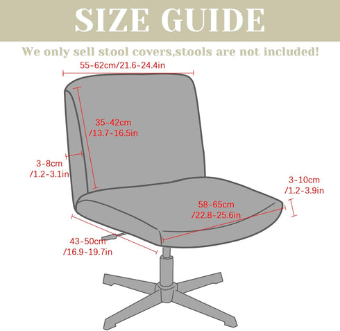 Armless Chair(1PC,Dark Criss Cross Chair Cover Water Resistant Jacquard Vanity Chair Cover Elastic Mid Back Wide Seat