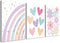 3 Pieces Nursery Boho Wall Art, Framed Cartoon Rainbow Canvas Prints, Colorful