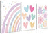 3 Pieces Nursery Boho Wall Art, Framed Cartoon Rainbow Canvas Prints, Colorful