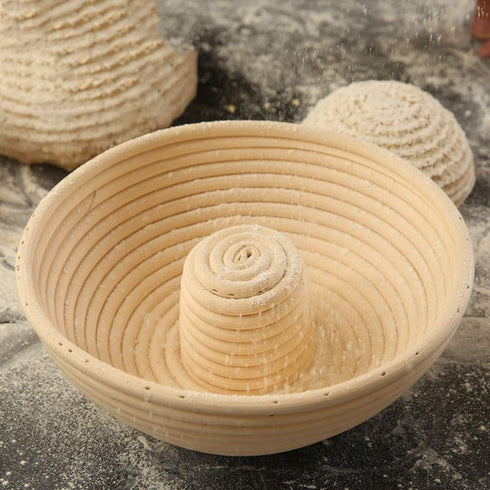 Cabilock Circular Bread Banneton Proofing Basket, Hand Woven Rattan Dough Proving Bowl for Sourdough