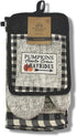 Serafina Home Farmhouse Black White Check Kitchen Towels and Pot Holder Set, Country Pumpkin Apple Cider Invitation