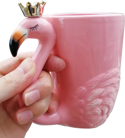 16 oz Cute Pink Coffee Mug Ceramic Flamingo Gift, Unique Cups for Women, Funny Coffee Cup, Decorative Animal Decor