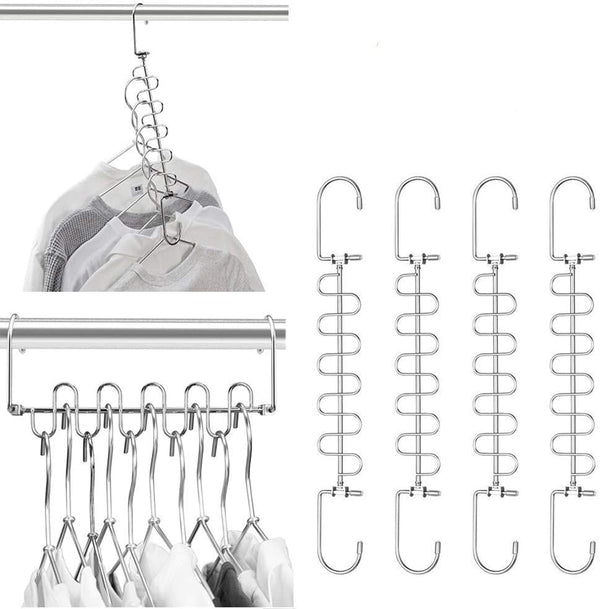 Meetu Closet Organizer, 9.5 Inch Cloth Hanger, Magic Space Saving Hangers for Wardrobe Organization (Pack of 8)