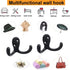 Coat Hooks Hardware, 10Pcs Heavy Duty Wall Mounted Hooks for Hanging Coats, No Rust Double Robe Hook (Black)