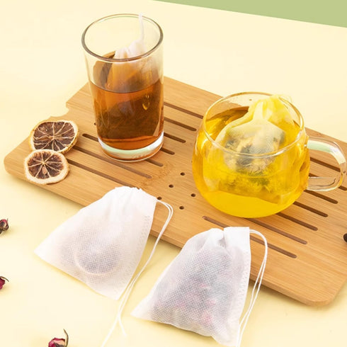 300 Pcs Disposable Tea Filter Bags for Loose Leaf Tea, Empty Tea Bags Suitable for Spices, Herbs, Bring Tea Spoon (3.54
