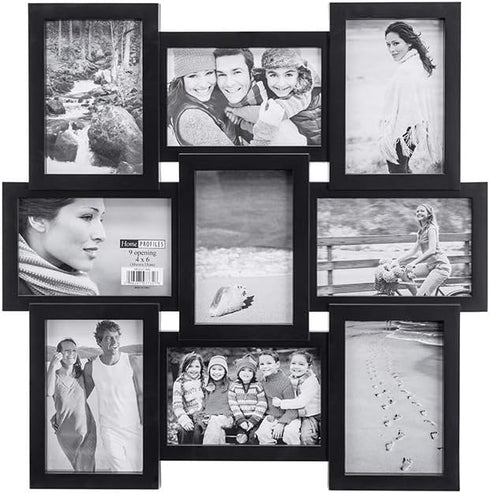 Malden 4x6 9-Opening Collage Picture Frame, Displays Nine 4x6 Pictures, Black