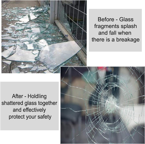 Clear Window Security Film, Adhesive Anti Shatter Safety Glass Protection Sticker, 2Mil, 24inch x 8.2feet