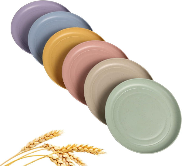 Wheat Straw Plates Set, Lightweight Unbreakable Dinner Dishes, Dishwasher & Microwave Safe, Small 6 Pack 5.9'