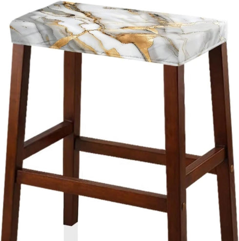 Set 2 Marble Print Bar Stool Covers Rectangle of Stretch Barstool Seat Covers Bar Stool Chair Covers Rectangle
