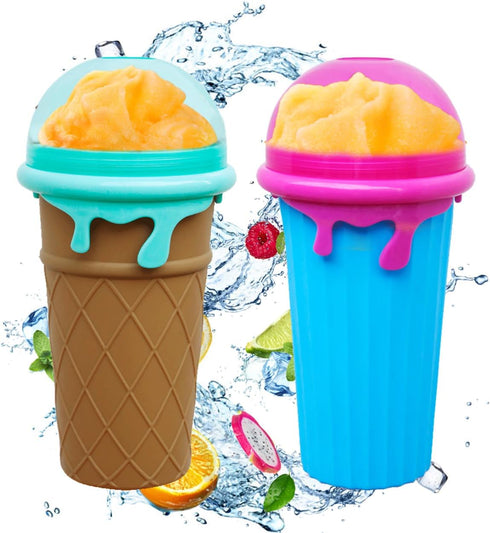Slushie Maker Cup, Large Capacity Quick Frozen Smoothies Cup, Double Layer Squeeze Cup for Homemade Milk Shake