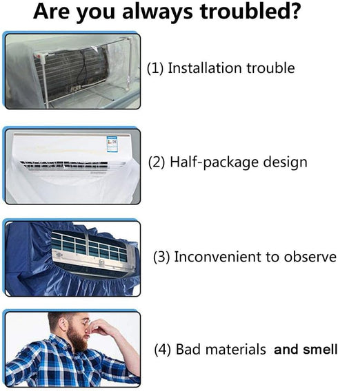 AC Waterproof Cleaning Cover Dust Washing Clean Protector Bib Bag wall mounted Air Conditioner Wash Hood with Water Pipe Split Air Conditioning System Cleaning Tools