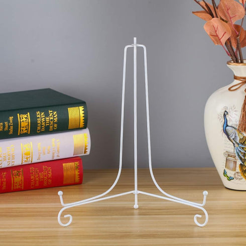 Artliving 2 Pack 12" Iron Large Plate Stand, White Iron Easel for Displaying Picture Frames and Cookbooks
