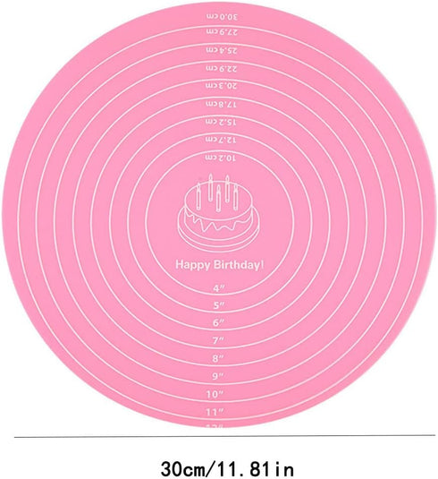 Silicone Baking Mat Cake Mat Silicone Cake Mat Silicone Baking Mat with Measurements for CakeTurntable Stand Non-Stick Heat Resistant Pastry Baking Sheet -Pink by WenTigDY