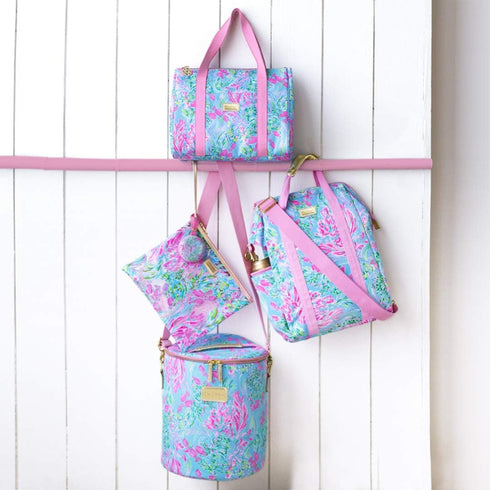 Lilly Pulitzer Cute Lunch Bag for Women, Insulated Tote Bag, Large Capacity Blue Mini Cooler with Storage Pocket