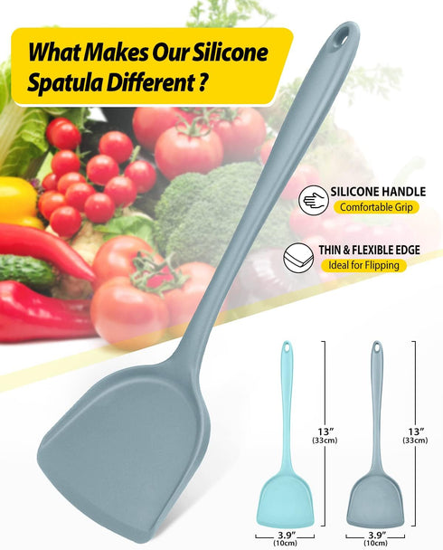 Pack of 2 Silicone Wok Spatula, Non-Stick, Heat Resistant, Easy to Clean and Dishwasher Safe, Seamless Kitchen Utensil for Cooking, Baking, Stir-Fry by BUNDLEPRO