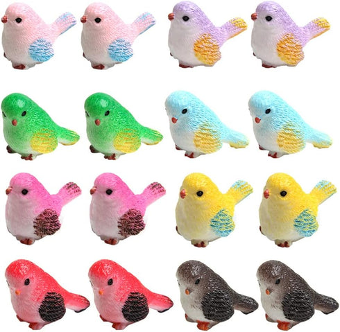 Wixine 16Pcs/Set Cute Little Bird Mini Animal Model, Miniature Landscape Ornament for Garden Bonsai