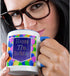3dRose Balloons With Purple Banner Happy 77th Birthday Two Tone Mug, 11 oz, Blue