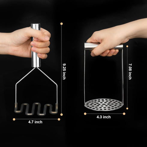 2Pcs Wide Potato Smasher,Mashed Potato Masher,Stainless Steel Masher Kitchen Tool for Bean,Vegetable,Food,Fruit,Salad