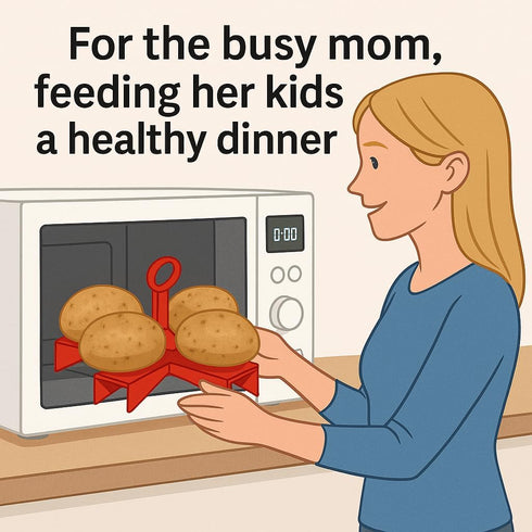 Microwave Potato Cooker, BPA-Free Plastic Rack for 4 Potatoes, Quick and Healthy Microwave Meal